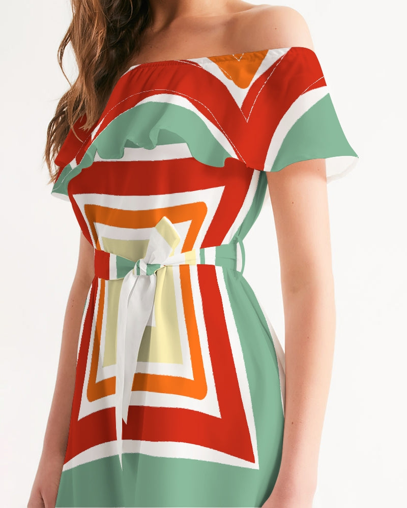 Malawian Urban Traditional Culture Women's Off-Shoulder Dress