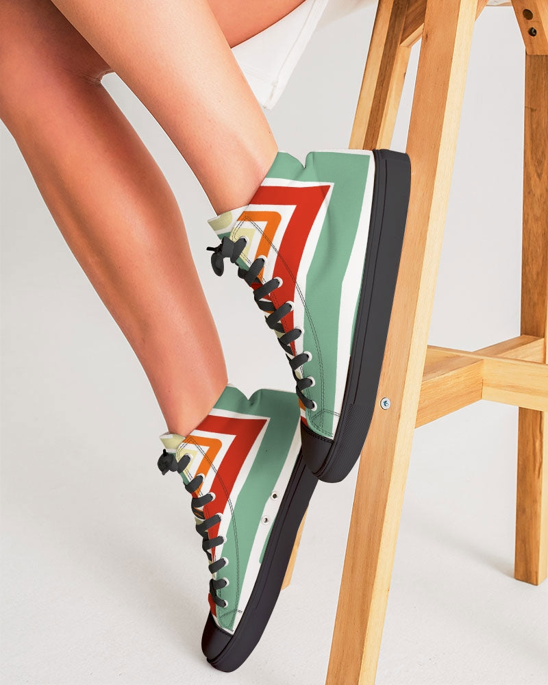 Malawian Urban Traditional Culture Women's Hightop Canvas Shoe - Black