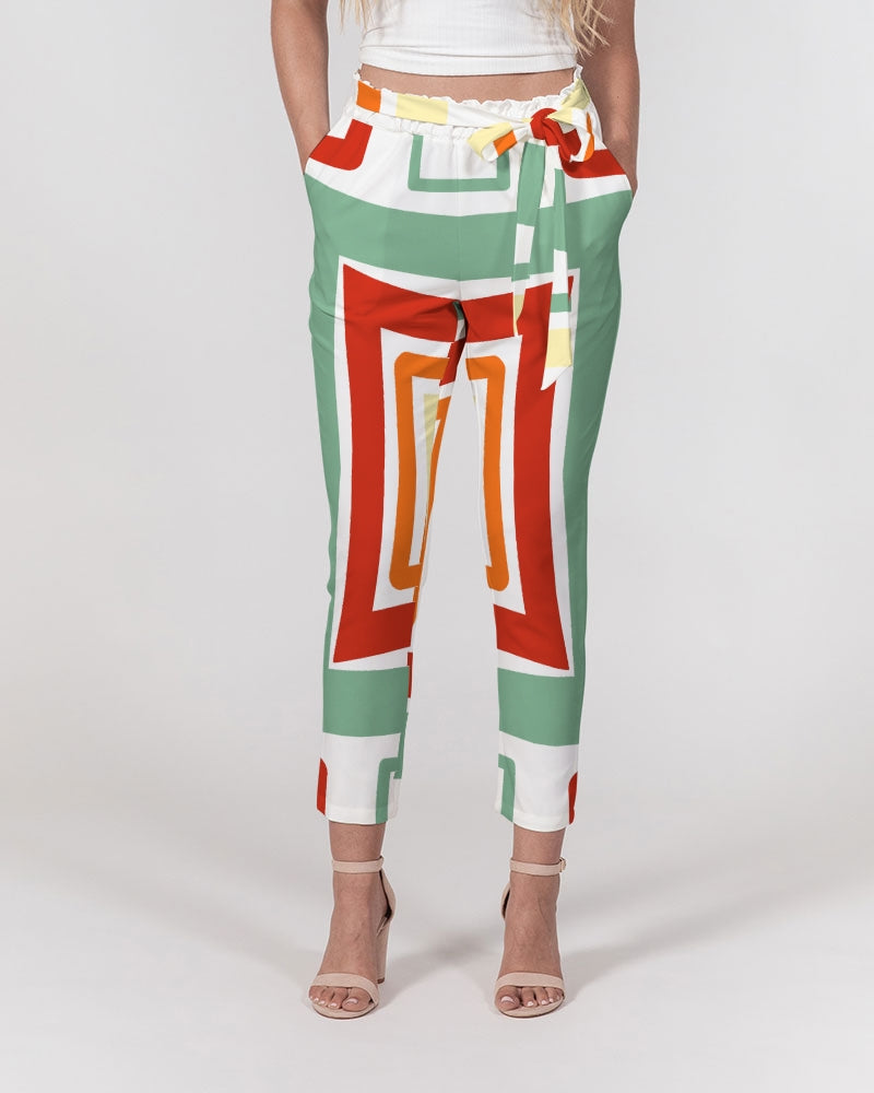 Malawian Urban Traditional Culture Women's Belted Tapered Pants