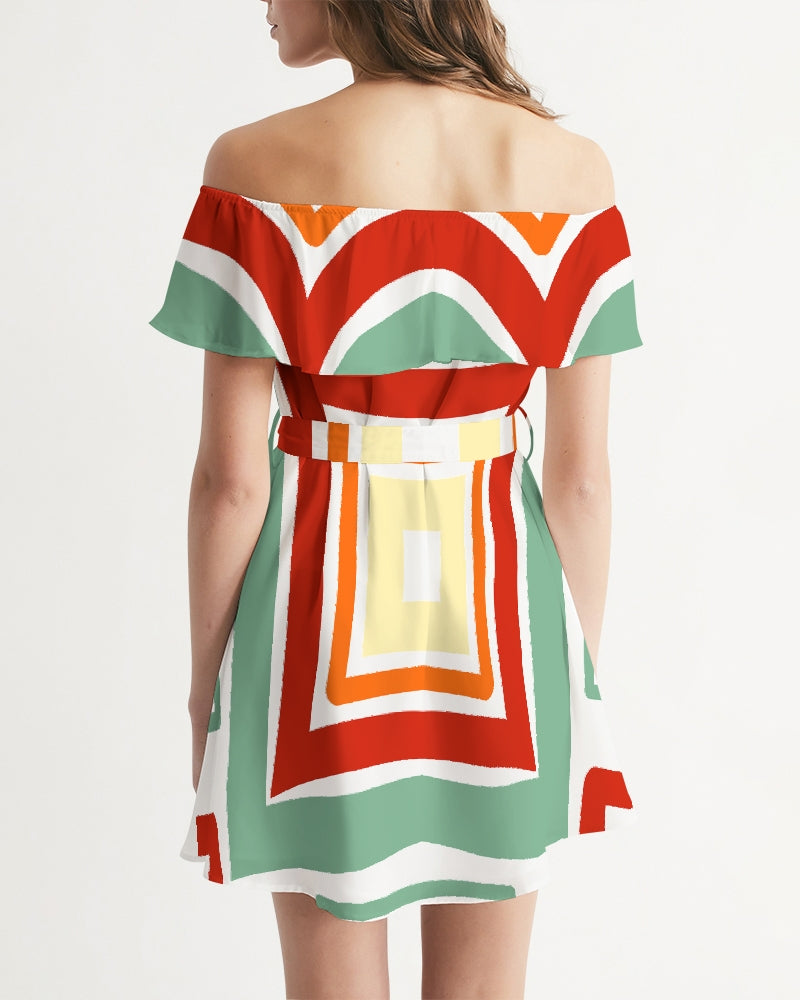 Malawian Urban Traditional Culture Women's Off-Shoulder Dress