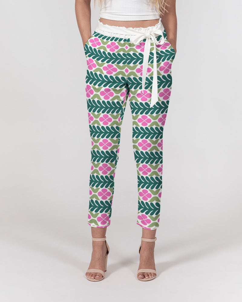 Purp Women's All-Over Print Belted Tapered Pants