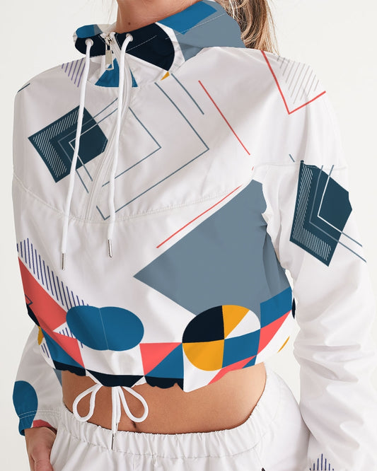 Peaches Women's All-Over Print Cropped Windbreaker