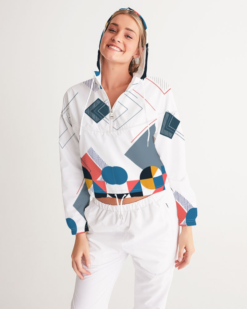 Peaches Women's All-Over Print Cropped Windbreaker