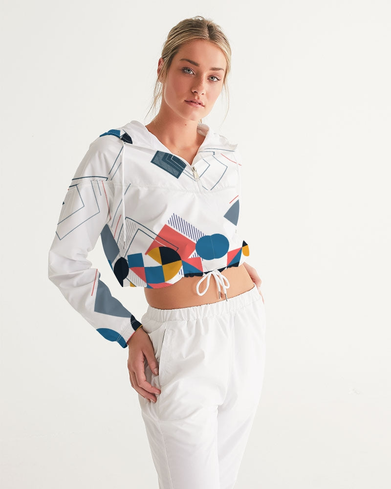 Peaches Women's All-Over Print Cropped Windbreaker