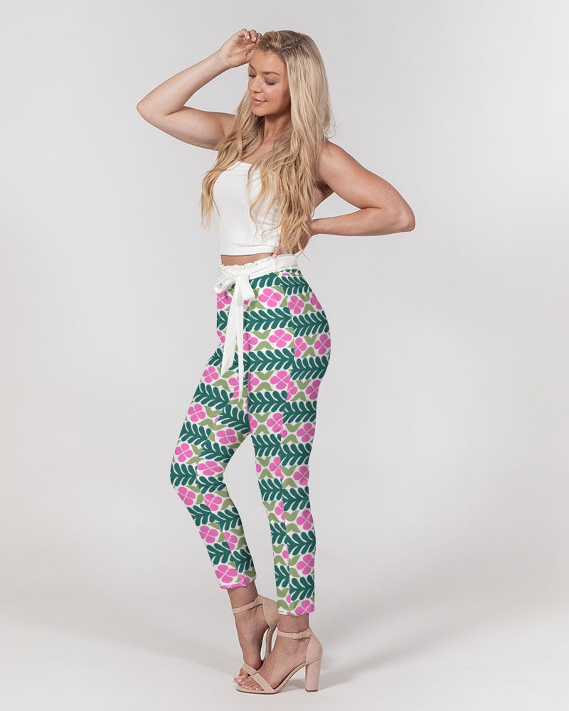 Purp Women's All-Over Print Belted Tapered Pants