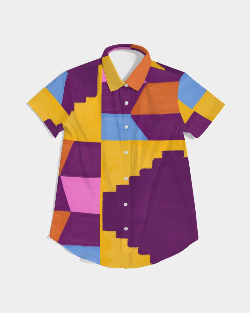 Urban Tribal Wear Women's All-Over Print Short Sleeve Button Up