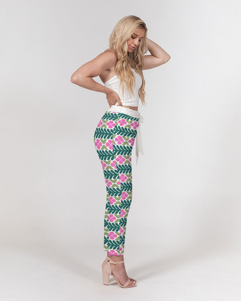 Purp Women's All-Over Print Belted Tapered Pants