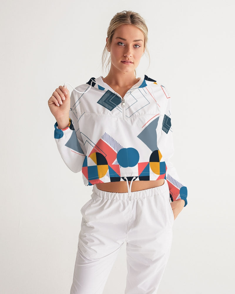 Peaches Women's All-Over Print Cropped Windbreaker