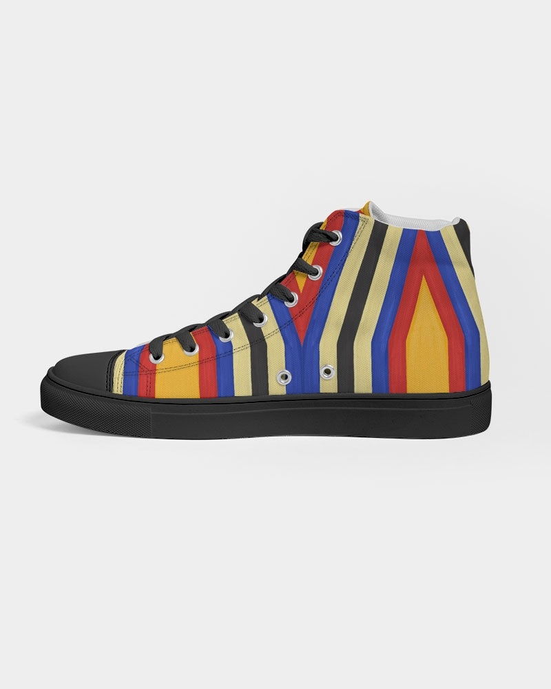Malawian Traditional Urban Culture Women's Hightop Canvas Shoe - Black