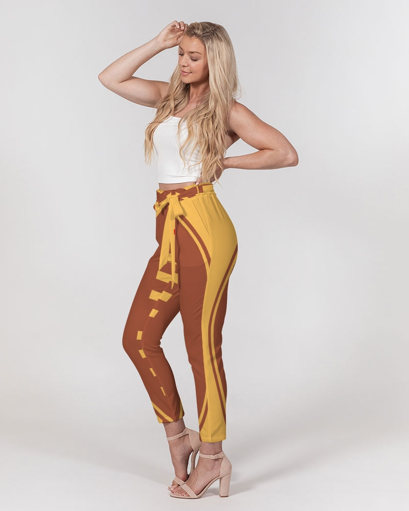 Malawian Urban Traditional Culture Women's Belted Tapered Pants