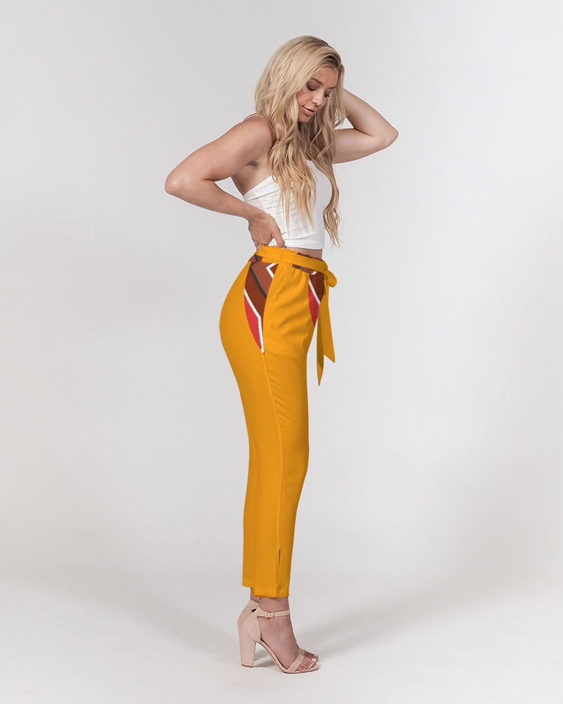 Malawian Urban Traditional Culture Women's Belted Tapered Pants