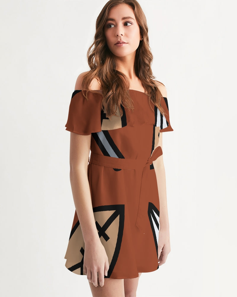 Malawian Urban Traditional Fashion Women's Off-Shoulder Dress