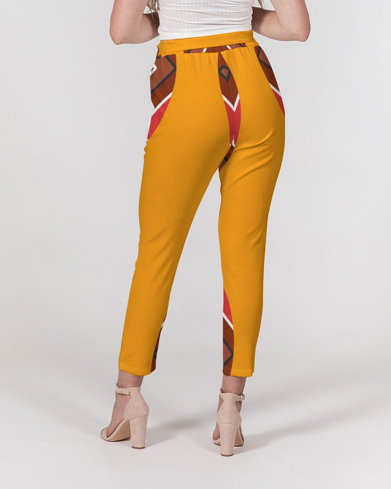 Malawian Urban Traditional Culture Women's Belted Tapered Pants