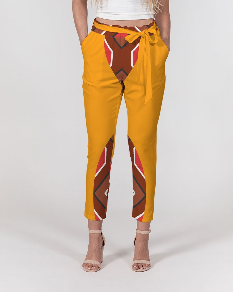 Malawian Urban Traditional Culture Women's Belted Tapered Pants