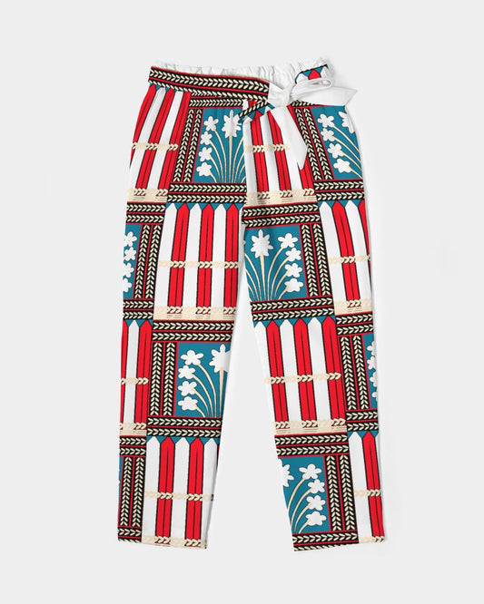 Malawian Urban Traditional Culture Women's Belted Tapered Pants