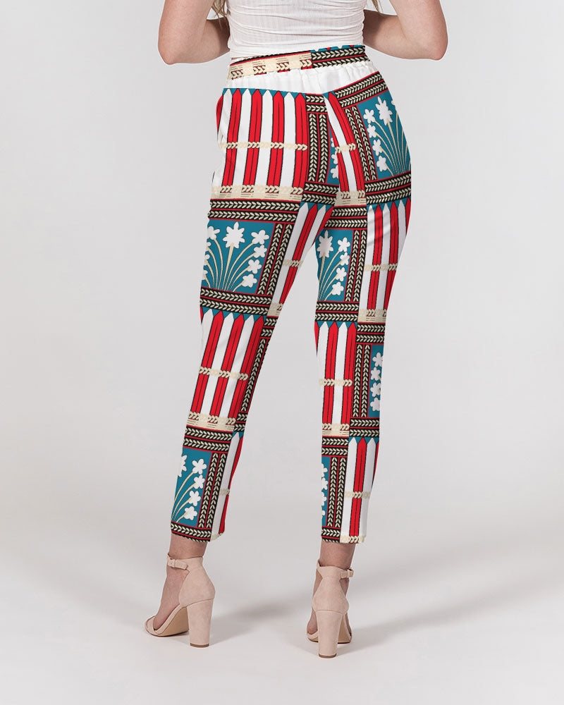 Malawian Urban Traditional Culture Women's Belted Tapered Pants