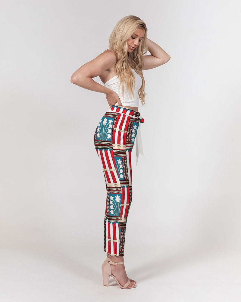 Malawian Urban Traditional Culture Women's Belted Tapered Pants