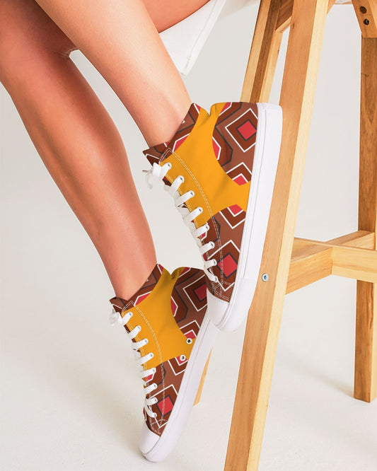 Malawian Urban Traditional Culture Women's Hightop Canvas Shoe