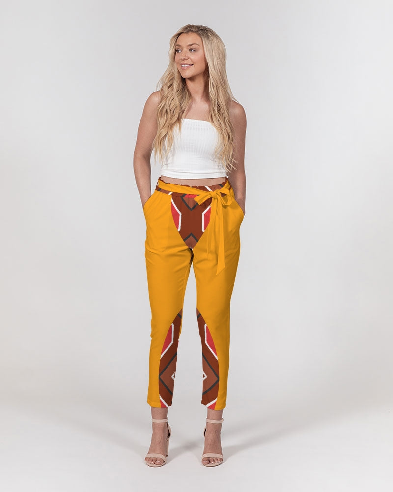 Malawian Urban Traditional Culture Women's Belted Tapered Pants